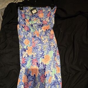 Ellen Tracy Blue and Orange Floral Two-Piece